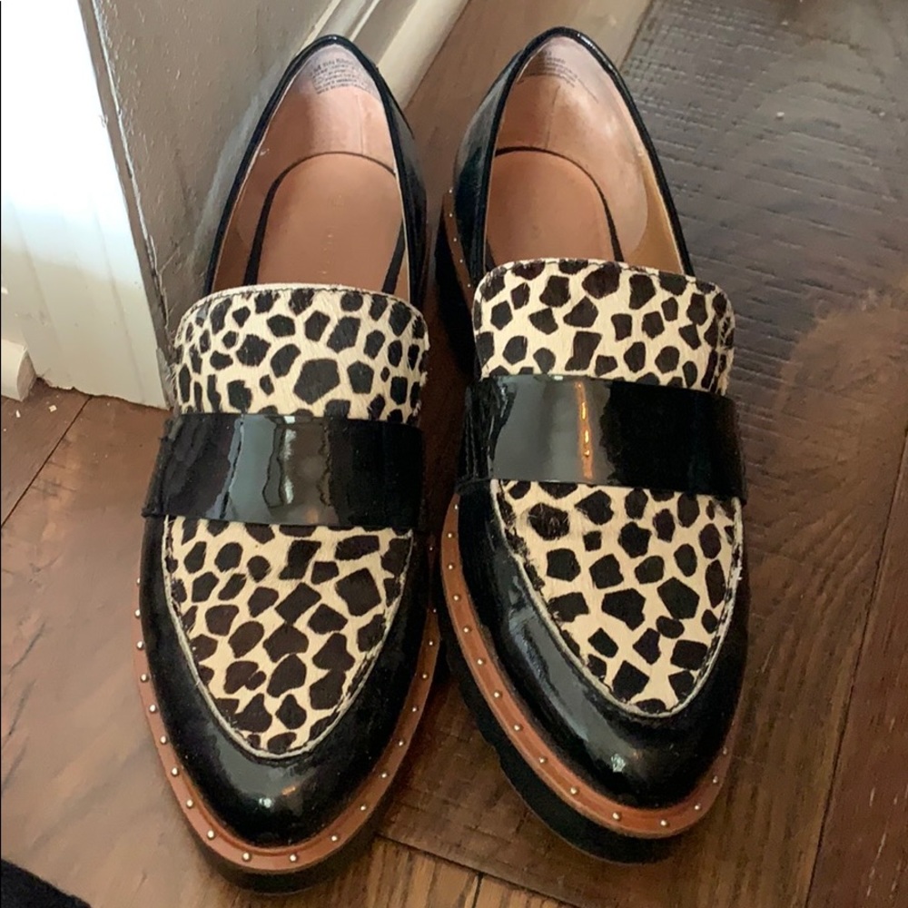 Fun Halogen black patent and leopard loafer!